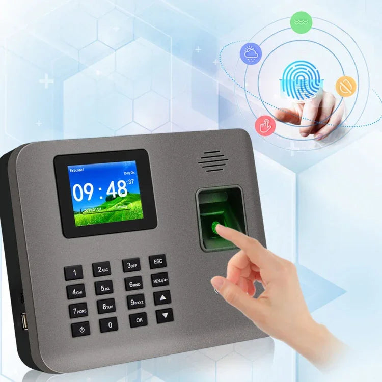 Realand AL325D Controlo de Presença por Impressão Digital com Ecrã a Cores de 2,4 polegadas, Função de Cartão de Identificação, WiFi e Bateria, AL325D