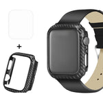 ENKAY Hat-Prince 2 em 1 Textura de Fibra de Carbono TPU Semi-rígida Capa Protetora + Protetor de Ecrã Curvo 3D PET de Dobragem a Quente HD para Apple Watch Série 6 / 5 / 4 / Watch SE 40mm, Para Apple Watch Série 6 / 5 / 4 / Watch SE 40mm