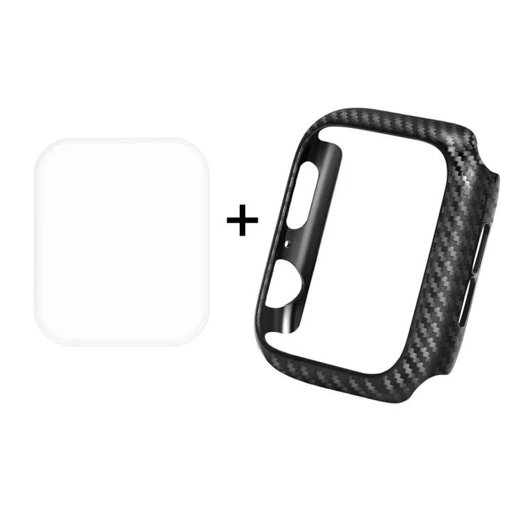 ENKAY Hat-Prince 2 em 1 Textura de Fibra de Carbono TPU Semi-rígida Capa Protetora + Protetor de Ecrã Curvo 3D PET de Dobragem a Quente HD para Apple Watch Série 6 / 5 / 4 / Watch SE 40mm, Para Apple Watch Série 6 / 5 / 4 / Watch SE 40mm