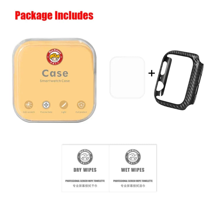 ENKAY Hat-Prince 2 em 1 Textura de Fibra de Carbono TPU Semi-rígida Capa Protetora + Protetor de Ecrã Curvo 3D PET de Dobragem a Quente HD para Apple Watch Série 6 / 5 / 4 / Watch SE 40mm, Para Apple Watch Série 6 / 5 / 4 / Watch SE 40mm