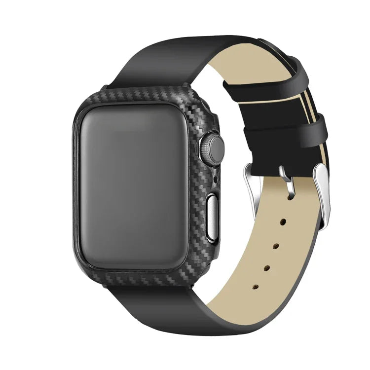 ENKAY Hat-Prince 2 em 1 Textura de Fibra de Carbono TPU Semi-rígida Capa Protetora + Protetor de Ecrã Curvo 3D PET de Dobragem a Quente HD para Apple Watch Série 6 / 5 / 4 / Watch SE 40mm, Para Apple Watch Série 6 / 5 / 4 / Watch SE 40mm