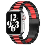 Correia de Relógio em Aço Inoxidável com 3 Contas e Fivela Dobrável para Apple Watch Série 10 42mm / 9&8&7 41mm / SE 3&SE 2&6&SE&5&4 40mm / 3&2&1 38mm