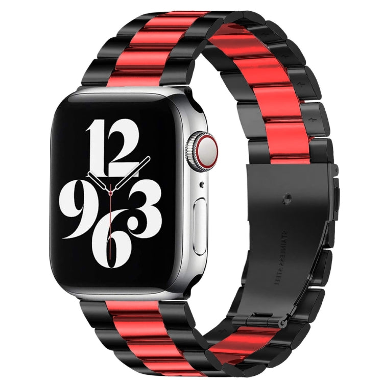 Correia de Relógio em Aço Inoxidável com 3 Contas e Fivela Dobrável para Apple Watch Série 10 42mm / 9&8&7 41mm / SE 3&SE 2&6&SE&5&4 40mm / 3&2&1 38mm