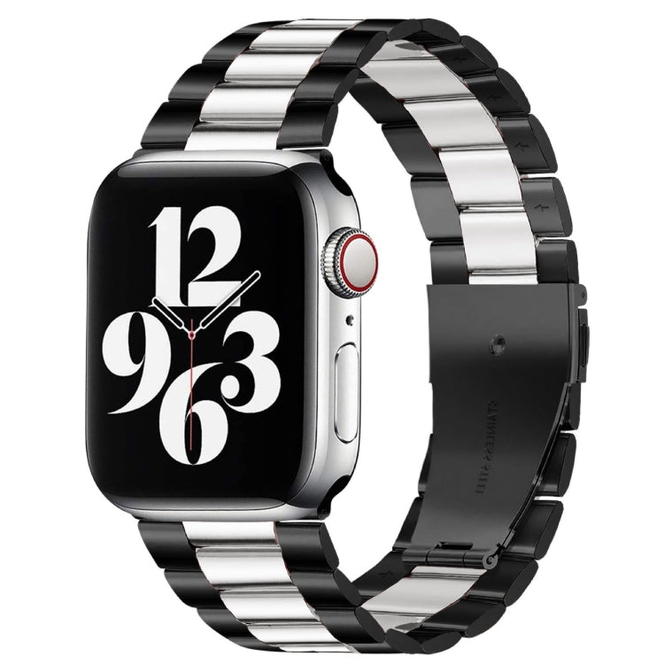 Correia de Relógio em Aço Inoxidável com 3 Contas e Fivela Dobrável para Apple Watch Série 10 42mm / 9&8&7 41mm / SE 3&SE 2&6&SE&5&4 40mm / 3&2&1 38mm