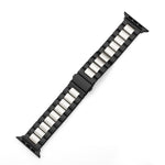 Correia de Relógio em Aço Inoxidável com 3 Contas e Fivela Dobrável para Apple Watch Série 10 42mm / 9&8&7 41mm / SE 3&SE 2&6&SE&5&4 40mm / 3&2&1 38mm