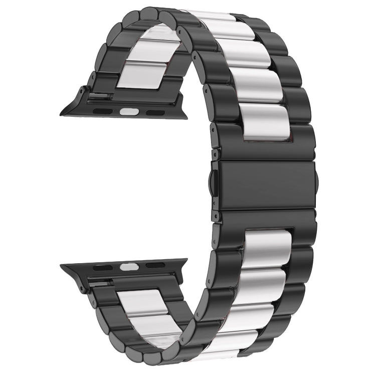 Correia de Relógio em Aço Inoxidável com 3 Contas e Fivela Dobrável para Apple Watch Série 10 42mm / 9&8&7 41mm / SE 3&SE 2&6&SE&5&4 40mm / 3&2&1 38mm