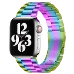 Correia de Relógio em Aço Inoxidável com 3 Contas e Fivela Dobrável para Apple Watch Série 10 42mm / 9&8&7 41mm / SE 3&SE 2&6&SE&5&4 40mm / 3&2&1 38mm