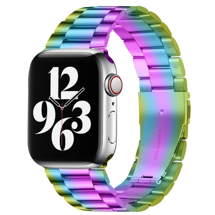 Correia de Relógio em Aço Inoxidável com 3 Contas e Fivela Dobrável para Apple Watch Série 10 42mm / 9&8&7 41mm / SE 3&SE 2&6&SE&5&4 40mm / 3&2&1 38mm