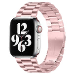 Correia de Relógio em Aço Inoxidável com 3 Contas e Fivela Dobrável para Apple Watch Série 10 42mm / 9&8&7 41mm / SE 3&SE 2&6&SE&5&4 40mm / 3&2&1 38mm