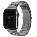 Correia de Relógio em Aço Inoxidável com 3 Contas e Fivela Dobrável para Apple Watch Série 10 42mm / 9&8&7 41mm / SE 3&SE 2&6&SE&5&4 40mm / 3&2&1 38mm