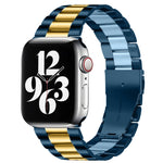 Correia de Relógio em Aço Inoxidável com 3 Contas e Fivela Dobrável para Apple Watch Série 10 42mm / 9&8&7 41mm / SE 3&SE 2&6&SE&5&4 40mm / 3&2&1 38mm