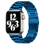 Correia de Relógio em Aço Inoxidável com 3 Contas e Fivela Dobrável para Apple Watch Série 10 42mm / 9&8&7 41mm / SE 3&SE 2&6&SE&5&4 40mm / 3&2&1 38mm