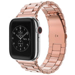 Correia de Relógio em Aço Inoxidável com 3 Contas e Fivela Dobrável para Apple Watch Série 10 42mm / 9&8&7 41mm / SE 3&SE 2&6&SE&5&4 40mm / 3&2&1 38mm
