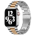 Correia de Relógio em Aço Inoxidável com 3 Contas e Fivela Dobrável para Apple Watch Série 10 42mm / 9&8&7 41mm / SE 3&SE 2&6&SE&5&4 40mm / 3&2&1 38mm