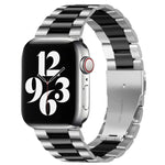 Correia de Relógio em Aço Inoxidável com 3 Contas e Fivela Dobrável para Apple Watch Série 10 42mm / 9&8&7 41mm / SE 3&SE 2&6&SE&5&4 40mm / 3&2&1 38mm