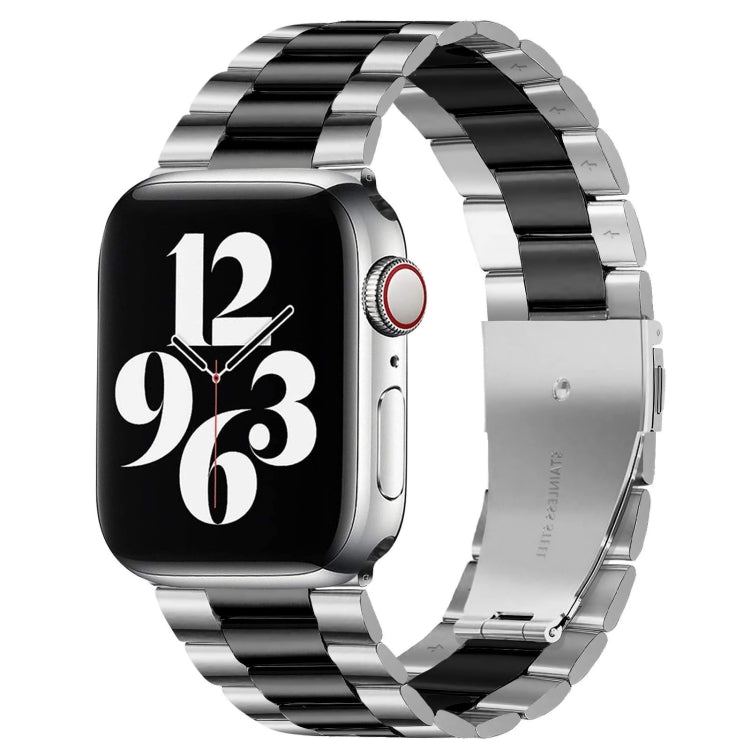 Correia de Relógio em Aço Inoxidável com 3 Contas e Fivela Dobrável para Apple Watch Série 10 42mm / 9&8&7 41mm / SE 3&SE 2&6&SE&5&4 40mm / 3&2&1 38mm