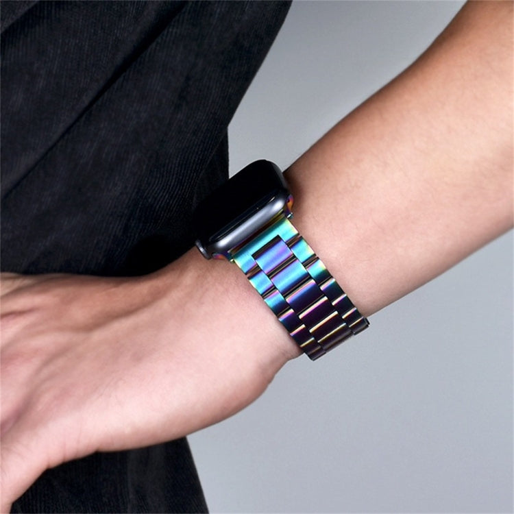 Correia de Relógio em Aço Inoxidável com 3 Contas e Fivela Dobrável para Apple Watch Série 10 42mm / 9&8&7 41mm / SE 3&SE 2&6&SE&5&4 40mm / 3&2&1 38mm