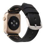 Para Apple Watch Series 7 45mm / 6 & SE & 5 & 4 44mm / 42mm 3 & 2 & 1 Correia de Relógio de Pulso em Pele Genuína com Orifícios Retro, Para 42mm