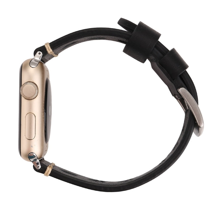 Para Apple Watch Series 7 45mm / 6 & SE & 5 & 4 44mm / 42mm 3 & 2 & 1 Correia de Relógio de Pulso em Pele Genuína com Orifícios Retro, Para 42mm