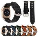 Para Apple Watch Series 7 45mm / 6 & SE & 5 & 4 44mm / 42mm 3 & 2 & 1 Correia de Relógio de Pulso em Pele Genuína com Orifícios Retro, Para 42mm