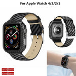 Correia de Fibra de Carbono em Pele Genuína + Moldura para Apple Watch Series 4 40mm, Apple Watch Series 4 40mm