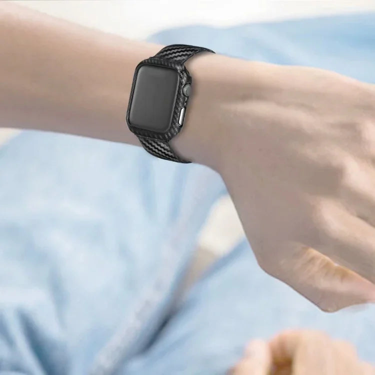 Correia de Fibra de Carbono em Pele Genuína + Moldura para Apple Watch Series 4 40mm, Apple Watch Series 4 40mm