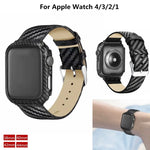 Correia de Fibra de Carbono em Pele Genuína + Moldura para Apple Watch Series 3 & 2 & 1 38mm, Apple Watch Series 3 & 2 & 1 38mm