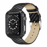 Pulseira de Fibra de Carbono em Pele Genuína + Moldura para Apple Watch Série 3 & 2 & 1 42mm, Apple Watch Série 3 & 2 & 1 42mm