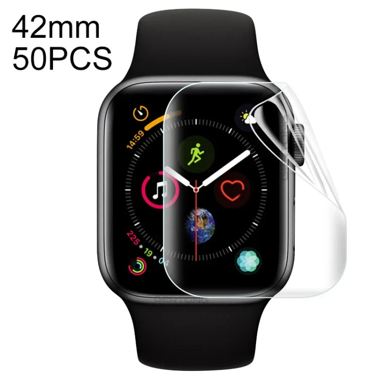 50 UN Para Apple Watch Series 3 / 2 / 1 42mm Filme Hidrogel Macio Protetor Frontal de Cobertura Total, Para Apple Watch Series 3 / 2 / 1 42mm (50 UN)