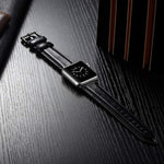 Correia de Relógio em Pele com Fivela Preta para Apple Watch Series 10 42mm / 9&8&7 41mm / SE 3&SE 2&6&SE&5&4 40mm / 3&2&1 38mm, Para Apple Watch Series 8&7 41mm / SE 2&6&SE&5&4 40mm / 3&2&1 38mm