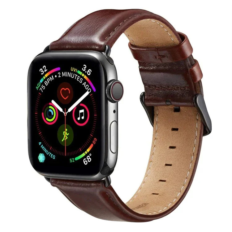 Correia de Relógio em Pele com Fivela Preta para Apple Watch Series 10 42mm / 9&8&7 41mm / SE 3&SE 2&6&SE&5&4 40mm / 3&2&1 38mm, Para Apple Watch Series 8&7 41mm / SE 2&6&SE&5&4 40mm / 3&2&1 38mm
