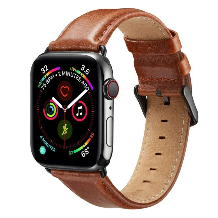 Correia de Relógio em Pele com Fivela Preta para Apple Watch Series 10 42mm / 9&8&7 41mm / SE 3&SE 2&6&SE&5&4 40mm / 3&2&1 38mm, Para Apple Watch Series 8&7 41mm / SE 2&6&SE&5&4 40mm / 3&2&1 38mm