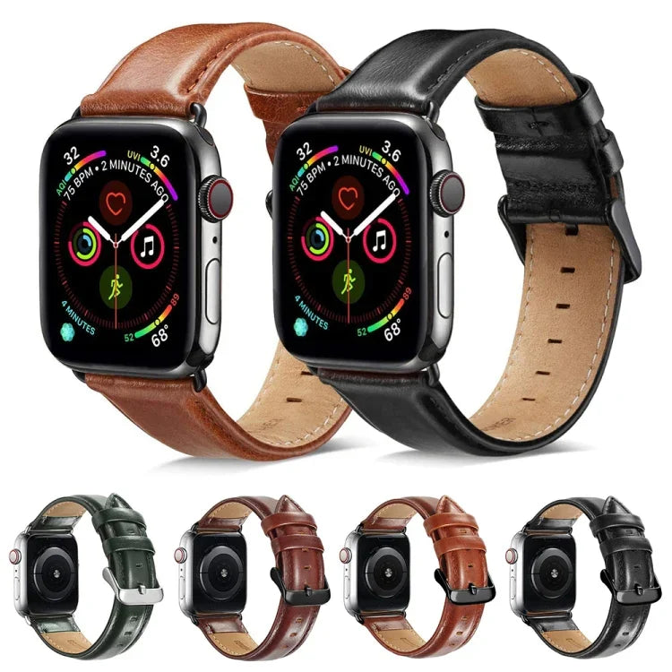 Correia de Relógio em Pele com Fivela Preta para Apple Watch Series 10 42mm / 9&8&7 41mm / SE 3&SE 2&6&SE&5&4 40mm / 3&2&1 38mm, Para Apple Watch Series 8&7 41mm / SE 2&6&SE&5&4 40mm / 3&2&1 38mm