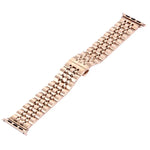 Correia de Relógio Feminina com Fivela Borboleta Oculta de 20mm e 7 Contas em Aço Inoxidável Para Apple Watch 38mm (Prateado Dourado), 20mm Feminina