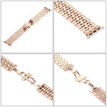 Correia de Relógio Feminina com Fivela Borboleta Oculta de 20mm e 7 Contas em Aço Inoxidável Para Apple Watch 38mm (Prateado Dourado), 20mm Feminina