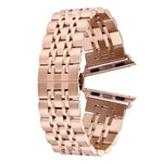 Correia de Relógio Feminina com Fivela Borboleta Oculta de 20mm e 7 Contas em Aço Inoxidável Para Apple Watch 38mm (Prateado Dourado), 20mm Feminina