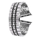 Correia de Relógio Feminina com Fivela Borboleta Oculta de 20mm e 7 Contas em Aço Inoxidável Para Apple Watch 38mm (Prateado Dourado), 20mm Feminina