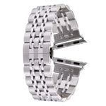 Correia de Relógio Feminina com Fivela Borboleta Oculta de 20mm e 7 Contas em Aço Inoxidável Para Apple Watch 38mm (Prateado Dourado), 20mm Feminina
