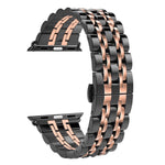 Pulseira de Relógio em Aço Inoxidável com Fecho Borboleta Oculto e 7 Contas Para Apple Watch 42mm (Prateado Dourado), 20mm Mulher