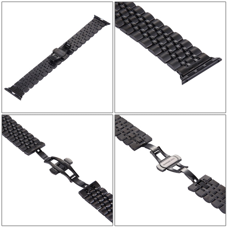 Pulseira de Relógio em Aço Inoxidável com Fecho Borboleta Oculto e 7 Contas Para Apple Watch 42mm (Prateado Dourado), 20mm Mulher