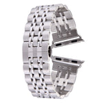Pulseira de Relógio em Aço Inoxidável com Fecho Borboleta Oculto e 7 Contas Para Apple Watch 42mm (Prateado Dourado), 20mm Mulher