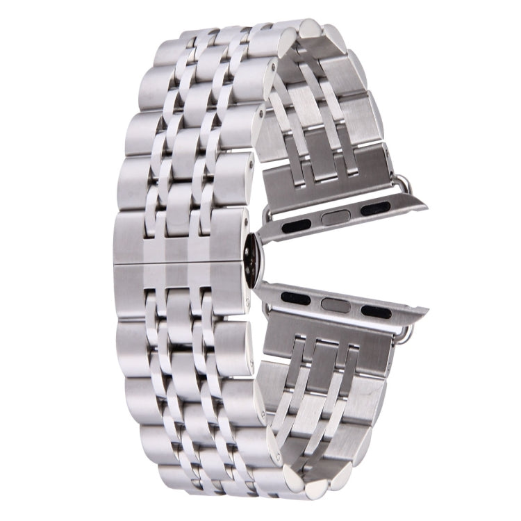 Pulseira de Relógio em Aço Inoxidável com Fecho Borboleta Oculto e 7 Contas Para Apple Watch 42mm (Prateado Dourado), 20mm Mulher
