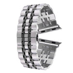 Pulseira de Relógio em Aço Inoxidável com Fecho Borboleta Oculto e 7 Contas Para Apple Watch 42mm (Prateado Dourado), 20mm Mulher
