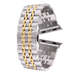 Pulseira de Relógio em Aço Inoxidável com Fecho Borboleta Oculto e 7 Contas Para Apple Watch 42mm (Prateado Dourado), 20mm Mulher