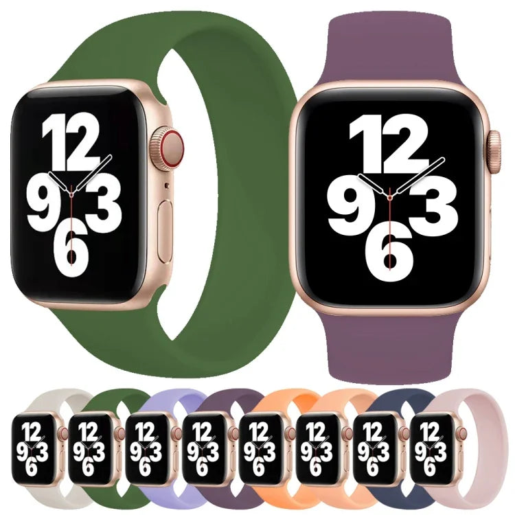 Para Apple Watch Série 10 42mm / 9&8&7 41mm / SE 3&SE 2&6&SE&5&4 40mm / 3&2&1 38mm Pulseira de Relógio em Silicone Elástico Cor Sólida, Tamanho:M 143mm