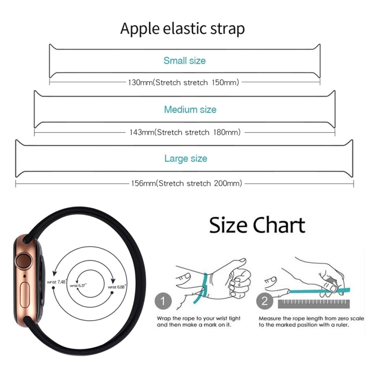 Pulseira de Relógio Elástica de Silicone de Cor Sólida para Apple Watch Series 10 42mm / 9&8&7 41mm / SE 3&SE 2&6&SE&5&4 40mm / 3&2&1 38mm, Tamanho: L 156mm