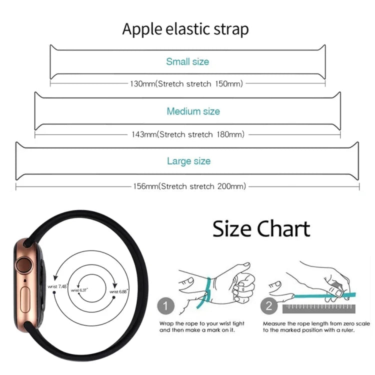 Para Apple Watch Ultra 49mm&Watch Ultra 2 49mm / Série 10 46mm / 9&8&7 45mm / SE 3&SE 2&6&SE&5&4 44mm / 3&2&1 42mm Pulseira de Relógio em Silicone Elástico Cor Sólida, Tamanho:M 143mm