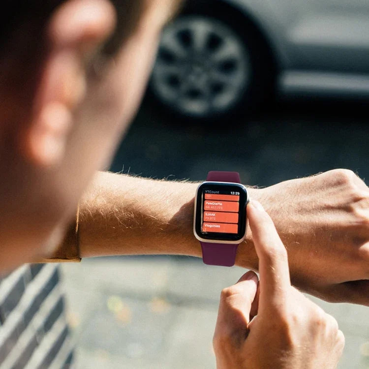 Para Apple Watch Ultra 49mm&Watch Ultra 2 49mm / Série 10 46mm / 9&8&7 45mm / SE 3&SE 2&6&SE&5&4 44mm / 3&2&1 42mm Pulseira de Relógio em Silicone Elástico Cor Sólida, Tamanho:M 143mm