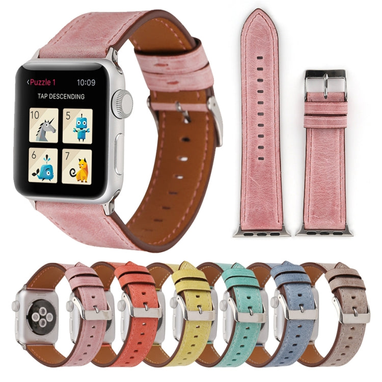 Pulseira de Couro Genuíno Estilo Fresco para Apple Watch Series 10 42mm / 9&8&7 41mm / SE 3&SE 2&6&SE&5&4 40mm / 3&2&1 38mm, 38mm