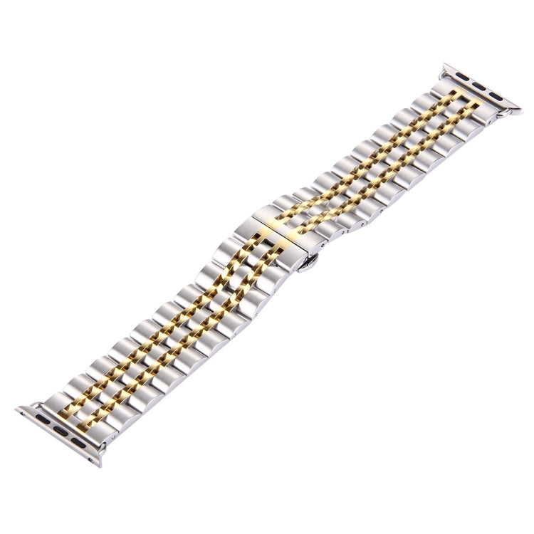 Correia de Relógio Masculina com Fivela Borboleta Oculta de 22mm e 7 Contas em Aço Inoxidável Para Apple Watch 38mm, 22mm Masculina